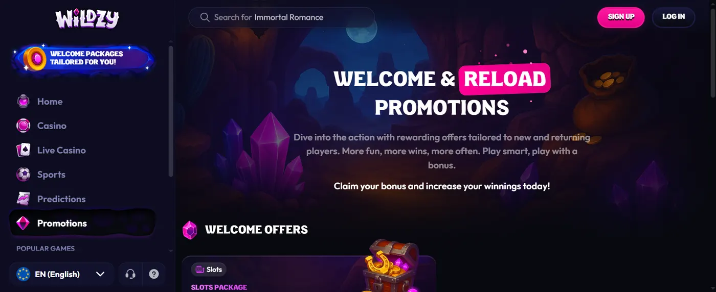 Wildzy Casino promotions and welcome bonus